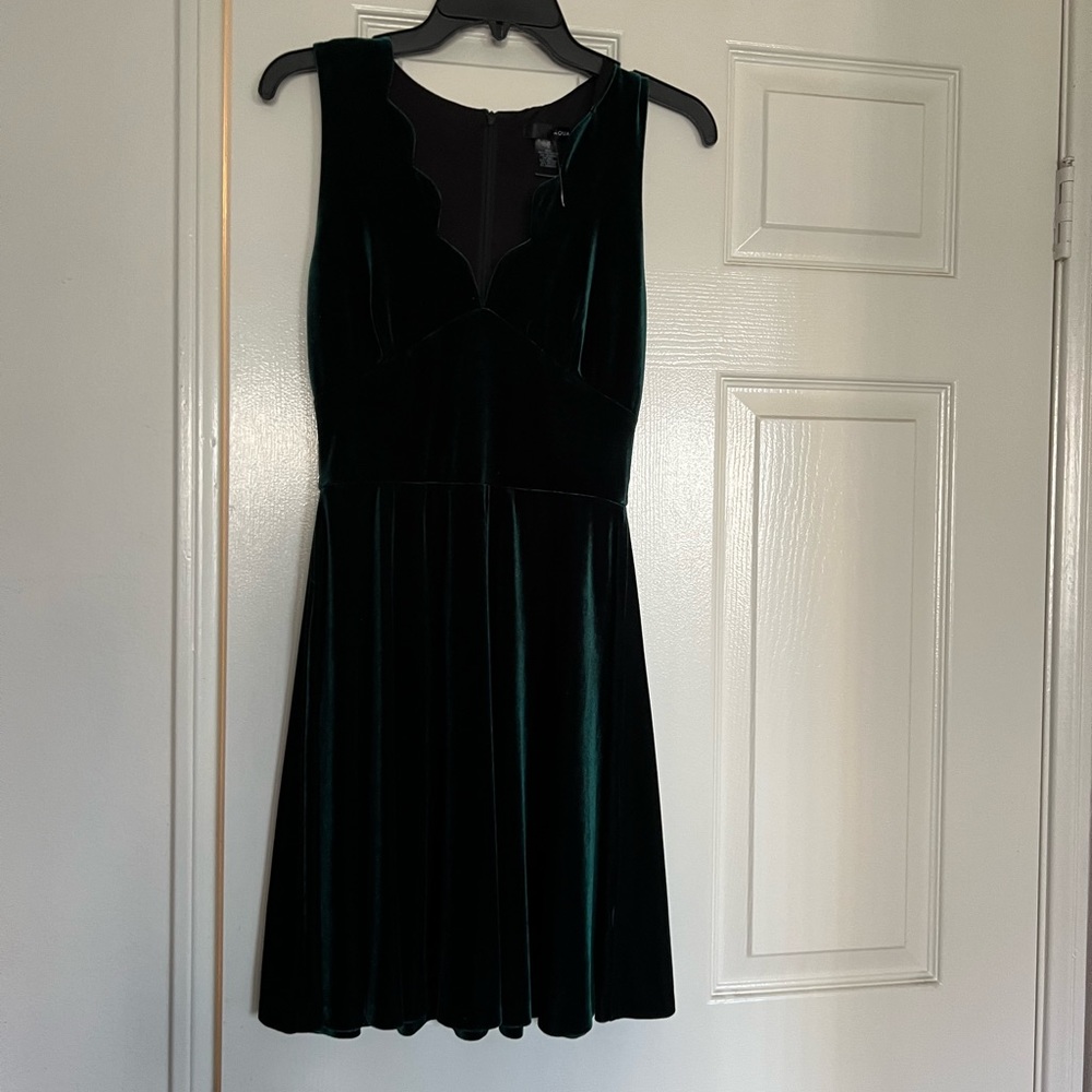Aqua mini flare velvet dress